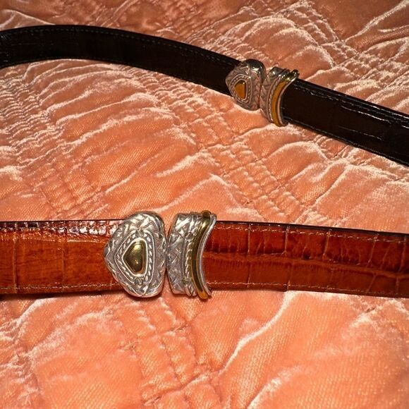 Brighton Vintage Black and Brown Leather Reversible Belt Size L/34 - Picture 5 of 10